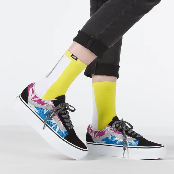 Vans Old Skool Platform Sneakers After Dark 4/20 3mm Reflective Womans Sizings - Picture 2 of 10